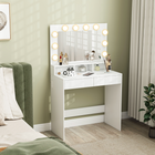 HOMCOM Makeup Vanity Desk with Lighted Mirror and Charging Station - 31.5" L x 15.7" W x 53.1" H - White-A power outlet and two USB ports charge your devices 