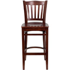 Flash Furniture HERCULES Series Vertical Slat Back Mahogany Wood Restaurant Barstool-Wood Dining Bar Stool