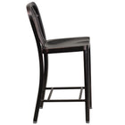 Flash Furniture 24" High Black-Antique Gold Metal Indoor-Outdoor Counter Height Stool with Vertical Slat Back-Vertical Slat Back