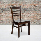 Flash Furniture HERCULES Series Ladder Back Walnut Wood Restaurant Chair - 2 Pack-Mortise and Tenon Style Construction with metal wood screw reinforcements