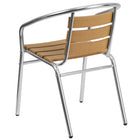 Flash Furniture Commercial Aluminum Indoor-Outdoor Restaurant Stack Chair with Triple Slat Faux Teak Back-Integrated Arms