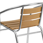Flash Furniture Commercial Aluminum Indoor-Outdoor Restaurant Stack Chair with Triple Slat Faux Teak Back-Cross Braces provide extra stability