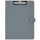 Staples Vinyl Pad Holder - Grey-Grey vinyl holder has pocket on inside cover to hold loose sheets