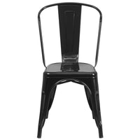 Flash Furniture Black Metal Indoor-Outdoor Stackable Chair-Stackable Bistro Style Chair