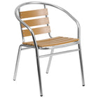 Flash Furniture Commercial Aluminum Indoor-Outdoor Restaurant Stack Chair with Triple Slat Faux Teak Back-Stacks up to 17 Chairs High