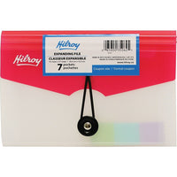 Hilroy 7 Pocket Expanding File, Cheque Format, Elastic Closure, Assorted Colours-Cheque format expanding file