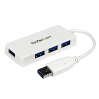 StarTech SuperSpeed Mini USB 3.0 Hub, White, Portable 4 Port-Connect up to four USB 3.0/2.0/1.x devices simultaneously at their maximum speeds