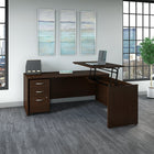 Bush Business Furniture Westfield 72W x 30D 3 Position Sit to Stand L Desk with Mobile File Cabinet, Mocha Cherry (SRC125MRSU)-L Shaped Desk design provides an expansive work surface and can be placed in a corner to save space
