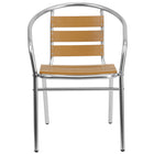 Flash Furniture Commercial Aluminum Indoor-Outdoor Restaurant Stack Chair with Triple Slat Faux Teak Back-Stackable Cafe Chair