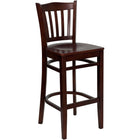 Flash Furniture HERCULES Series Vertical Slat Back Mahogany Wood Restaurant Barstool-800 lb. Weight Capacity