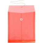 JAM Paper Plastic Envelopes with Button and String Tie Closure, Letter Open End, 9.75 x 11.75, Red Poly, 12 Pack (118B1RE)-Colour: red