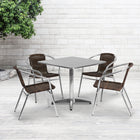 Flash Furniture 31.5'' Square Aluminum Indoor/Outdoor Table with 4 Rattan Chairs (TLH32SQ020CHR4)-Designed for commercial use