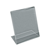 Azar Displays 7" x 5" Vertical Slanted L-Shape Acrylic Sign Holder, Clear, 10 Pack (112722)-Perfect for marketing/advertising materials