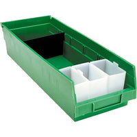 Integrated Plastics, Shelf Bins, 6-5/8" W x 4" H x 17-7/8" D, Green, 40 Lbs. Capacity - 12 Pack-Capacity: 40 lbs.