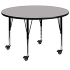 Flash Furniture Mobile 48'' Round Activity Table, Gray Laminate Top, Height-Adjustable Preschool Legs (XUA48RNDGYTPC)-Gray/Chrome, Laminate, Steel