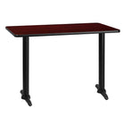 Flash Furniture 30" x 42" Rectangular Mahogany Laminate Table Top with 5" x 22" Table Height Bases-Hospitality Table