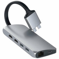 Satechi Type-C Dual Multimedia Adapter - Space Grey-4K HDMI display extended across two monitors