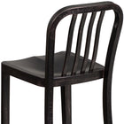 Flash Furniture 24" High Black-Antique Gold Metal Indoor-Outdoor Counter Height Stool with Vertical Slat Back-Footrest