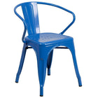 Flash Furniture 31.5'' x 63'' Rectangular Blue Metal Indoor-Outdoor Table Set with 6 Arm Chairs (ET-CT005-6-70-BL-GG)-ANSI BIFMA Certified