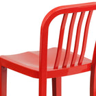 Flash Furniture 24" High Red Metal Indoor-Outdoor Counter Height Stool with Vertical Slat Back-Footrest