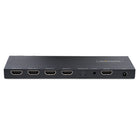 StarTech 4-Port HDMI Splitter - 4K 60Hz - 1 In 4 Out - Built-in Scaler - 3.5mm/Optical Audio-Long reach: Reach up to 16.4ft (5m) with passive HDMI cables. The 1x4 HDMI Splitter supports active HDMI cables and HDMI extenders (sold separately) to reach further distances which makes it ideal for boardrooms, digital signage and more