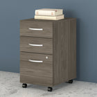 Bush Business Furniture Studio C 3 Drawer Mobile File Cabinet - Modern Hickory-Thermally fused laminate finish fends off scratches and stains