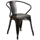 24'' Round Black-Antique Gold Metal Indoor-Outdoor Table Set with 4 Arm Chairs (CH-51080TH-4-18ARM-BQ-GG)-4